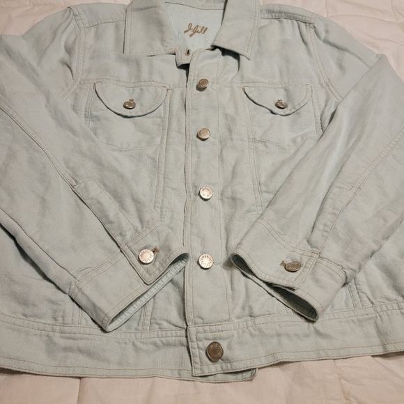 J. Jill women's mint green long-sleeved linen and cotton jacket size medium - Picture 10 of 14